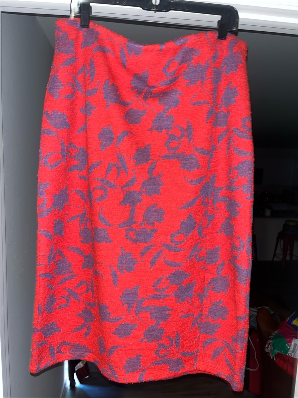 DOLAN Red and Purple Floral Textured Skirt